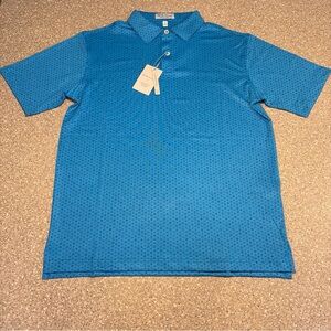 NWT Peter Millar Summer Comfort Golf Polo UPF 50+ Blue Logo Boy’s Large (11-12)